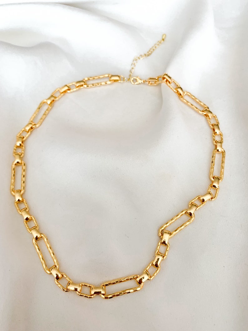 24k GF Gold Filled Hammered Rolo Paperclip Chain Necklace - Etsy