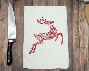 Reindeer Christmas Kitchen Towels | Christmas Tea Towel