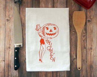 Madame Halloween Flour Sack Tea Towel