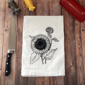 Sunflower Tea Towel, Flour Sack Tea Towel, Floral Kitchen Towel image 4