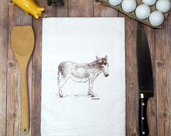 Large Cotton Tea Towel by Half a Donkey The Orange Zentangle Elephant Design