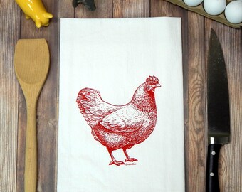 Chicken Rhode Island Red Tea Towel Flour Sack Tea Towels