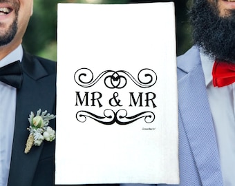 Mr & Mr Gay Wedding Tea Towel Flour Sack Tea Towels