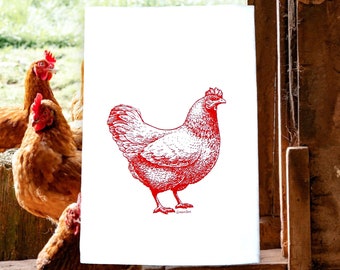 Chicken Rhode Island Red Tea Towel Flour Sack Tea Towels