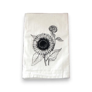Sunflower Tea Towel, Flour Sack Tea Towel, Floral Kitchen Towel image 2