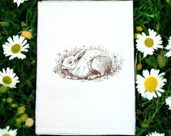 Bunny Flour Sack Tea Towel - Rabbit, Hare Towel