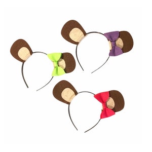 1 Chipmunk headband with bow Squirrel mouse ferret chipettes ears headband birthday party favor supplies theme mice costume woodland decor