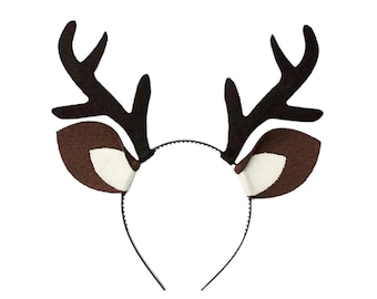 Antlers With Ears Deer Elk Reindeer Headband Birthday Party Rudolf