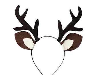 Antlers with ears deer elk reindeer headband birthday party Rudolf toddler child baby adult animal woodland Christmas Halloween Costume