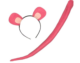 Pink Ears and tail set animal headband birthday party favor children kid adult baby child cosplay Halloween Costume