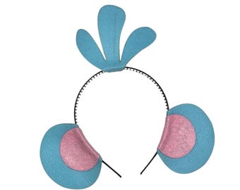 Hoofdband met tutu-staart, aapje, gorilla-thema, oren, verjaardagsfeestartikel voor volwassenen, baby's, kinderen, Halloweenkostuum, lichtblauw en roze