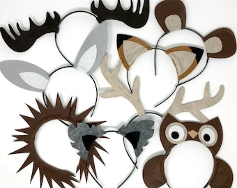 Woodland Animal Headbands, Woodland Birthday Party Supplies, Party Favors, Headbands fit Babies, Children, and Adults, Halloween Costume