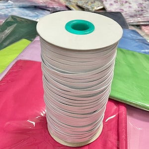 1/8” 3mm White Flat Braided Elastic Roll spool 3 mm 150 yard rolls Bulk Wholesale Lot