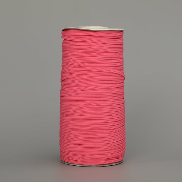 Wholesale Spools 1/8” 3mm Hot Pink Braided Elastic for headbands Rolls spool headbands clothing Bubblegum Coral Salmon Blush candy