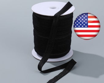 5/8” Black Elastic Roll spool for headbands bulk wholesale fold over elastic USA Shipper Same or Next Day Shipping