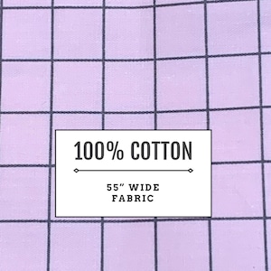 55” Width 100% Cotton Fabric Light Pink and Grey Grid Squares Sold by the Yard Sewing Face Mask Shipped Same or Next Business Day