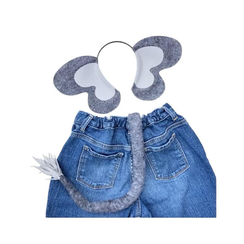 Elefant Kostüm Zubehör Set – Stirnband Mit Ohren, Nase & Fliege Für Halloween & Verkleidungspartys