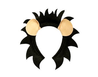 Diadema con orejas y melena de león negro, suministros para fiestas de cumpleaños, sombrero de disfraz de Halloween para niños, niños, adultos, bebés, animales de la jungla