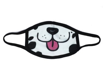 Dalmatian Dog Animal Face Mask Nose Mouth Ears Clothe Facemask with nose wire filter pocket Womens men boy girl teen stocking stuffer