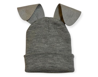 Puppy Dog Ears Mix and Match Beanie Hat Halloween Costume Fits Most Adults and Kids Variety Colors Warm Ski Skull Cap Bendable Ears Grey