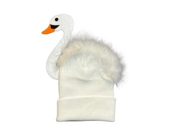 White Swan Bird headband or beanie hat Halloween Costume or birthday party favor Fits Adults and Children