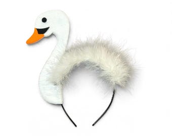 White Swan Bird headband or beanie hat Halloween Costume or birthday party favor Fits Adults and Children
