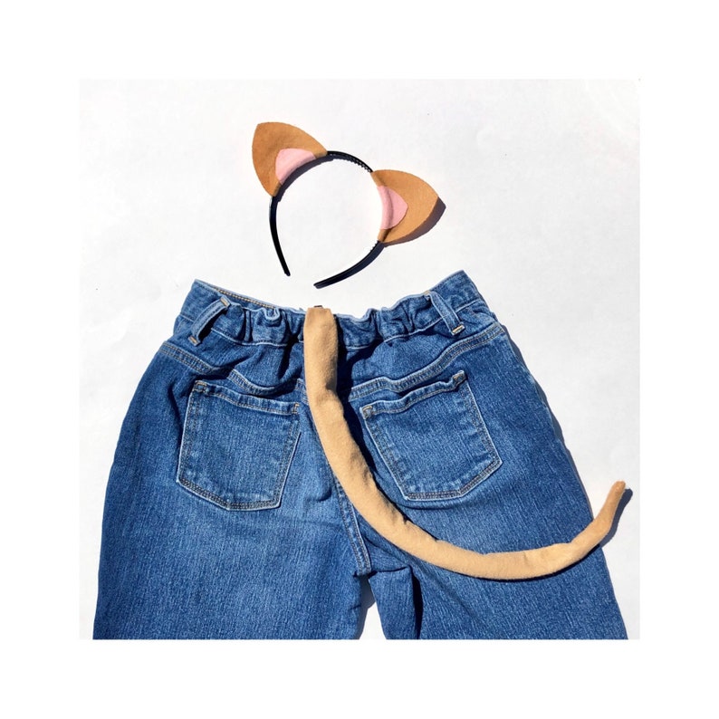 Tan And White Kitty Cat Lioness Ears Headband And Tail Set Etsy