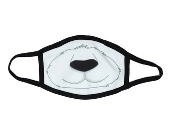 Panda Bear Face Mask Nose and Mouth and Ears Clothe Facemask with nose wire and filter pocket Womens mens boy girl teen stocking stuffer
