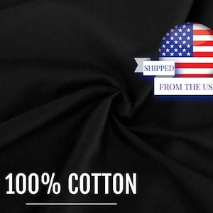 60” Width Black 100% Cotton Fabric Sold by the Pre Cut Yard Sewing Quilting Medium weight premium fabric