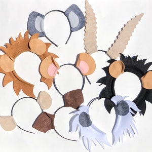 Wild Jungle ear headbands safari animals theme birthday party favors lion hyena gazelle warthog meerkat lioness cub baboon costume