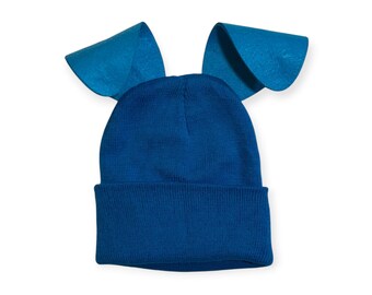 Puppy Dog Ears Mix and Match Beanie Hat Halloween Costume Fits Most Adults and Kids Variety Colors Warm Ski Skull Cap Bendable Ears Blue