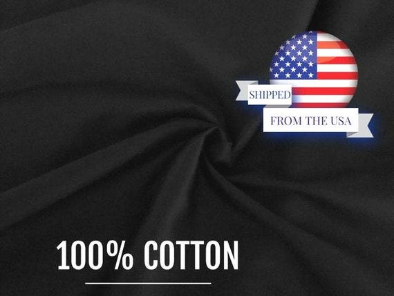 60” Width Solid Black 100% Cotton Fabric Sold by the Yard Sewing Quilting Medium weight premium fabric Clothing Quilting Textile