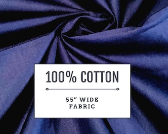 55” Width 100% Cotton Fabric Solid Dark Navy Midnight Blue Sold by the Yard Quilting Clothing Textile