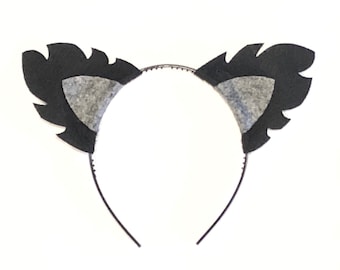 Diadema con orejas de cachorro negro para fiesta de cumpleaños, disfraz de lobo, husky, scottie terrier, para bebé, niño pequeño, niño, adulto y niño.