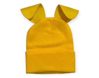 Puppy Dog Ears Mix and Match Beanie Hat Halloween Costume Fits Most Adults and Kids Variety Colors Warm Ski Skull Cap Bendable Ears Yellow