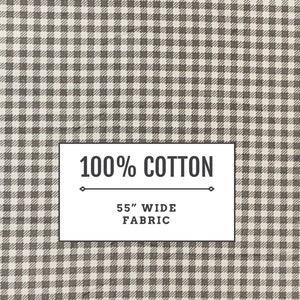 55” Width 100% Cotton Fabric Grey Plaid Gingham Checker by the Yard Shipped Same or Next Business Day