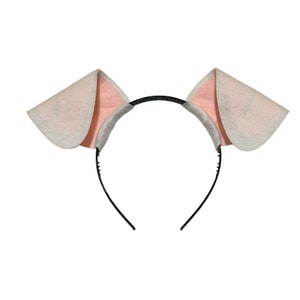 White and pink Bendable Puppy Dog Ears headband birthday party favors Halloween costume adult child toddler baby cosplay pug terrier bulldog