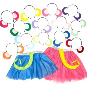 Headband Tutu Tail Monkey Ape Gorilla Theme Ears baby toddler kid child children adult costume colorful Pink Blue Yellow Purple Green Orange image 2