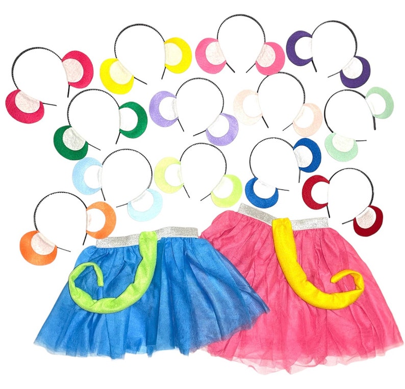 Headband Tutu Tail Monkey Ape Gorilla Theme Ears baby toddler kid child children adult costume colorful Pink Blue Yellow Purple Green Orange image 2