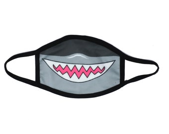 Shark Face Mask Nose and Mouth and Ears Clothe Facemask with nose wire and filter pocket  Animal Womens mens boy girl teen stocking stuffer