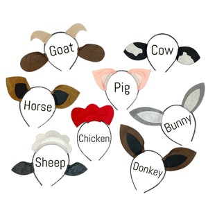 Barnyard farm animals theme ears headband birthday party favors photo booth prop costume ideas dress up invitation decor supplies package image 2