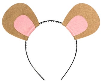 Aardvark ears headband birthday party favor supplies theme tan pink mice costume woodland newborn toddler kids adult child cosplay