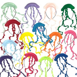 Headband Tutu Jellyfish Sea Creature Ears baby toddler kid child children adult costume colorful Pink Blue Yellow Purple Green Orange Red