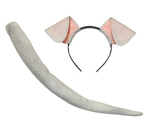 White and pink Bendable Puppy Dog Ears headband birthday party favors Halloween costume adult child toddler baby cosplay pug terrier bulldog