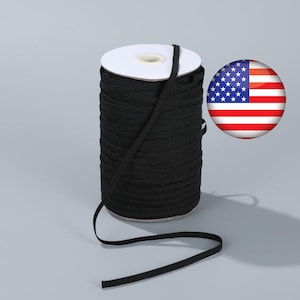 Wholesale Spools of 1/4” 6mm Black Braided Elastic Roll for Headbands Ships USA SHIPPING Same or Next Day Stocking Stuffer Christmas Gift