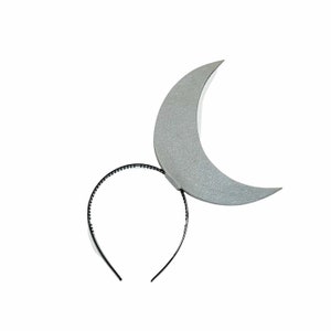 Crescent Moon Headband light Grey silver birthday party favors supplies kid children child adult toddler baby babies Halloween Costume