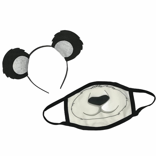 Animal Face Mask Nose and Mouth and Ears Clothe Facemask with nose wire and filter pocket Panda Halloween costume boy girl stocking stuffer