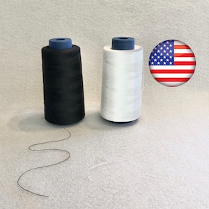 2600 Yards Spools Cone Shaped of White or Black Polyester High Tenacity Thread for Sewing Machine Size 402 All Purpose Shipped From The USA
