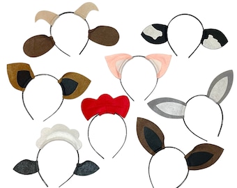 Farm Birthday Party Favors Barnyard Animal Ear Headbands for Baby Showers, Petting Zoo Parties, Fits baby, kids, toddlers and adults