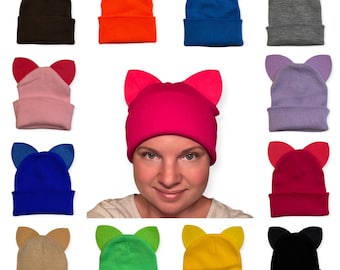 Cat Ears Mix and Match Ski Beanie Hats Halloween Costume Warm Skull Caps Fits Most Adults Children and Toddlers Variety Colors